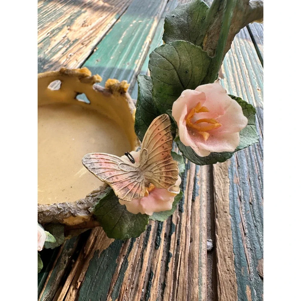 Home Interiors & Gifts Butterfly Retreat Candle Holder‎ Floral Ladybug 11629-04